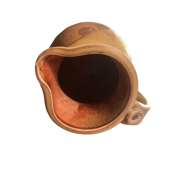 POTTERY Signed Stamped Small Creamer Pitcher 5.25" Glazed Inside & Out Stoneware - Picture 7 of 8